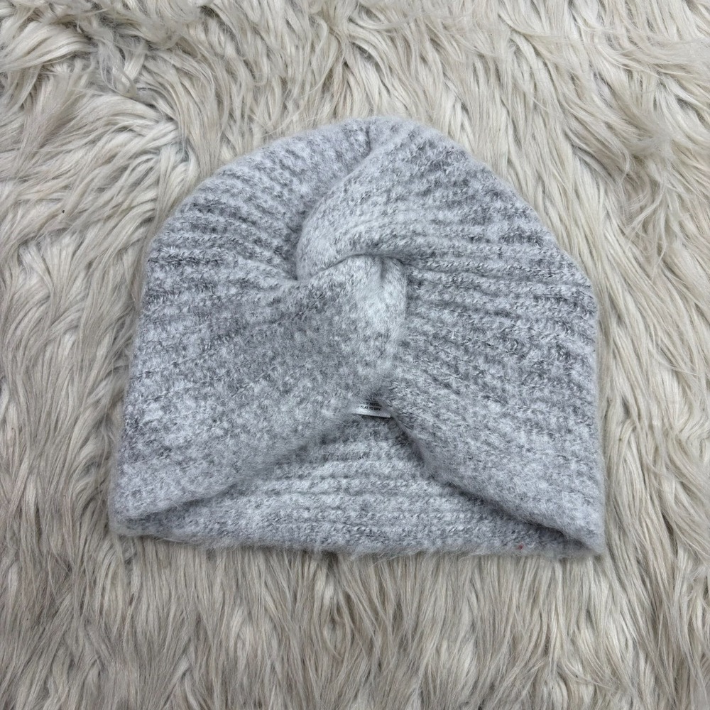 Something Navy Women's OS Gray Plush Knit Knotted Turban Beanie Hat